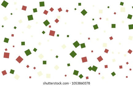 Many Stylish, Modern and Nice Looking Green and Red Confetti of Different Size on White Background