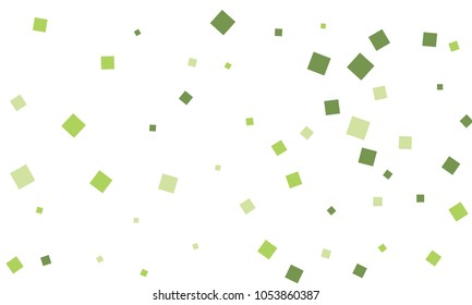 Many Stylish, Modern and Nice Looking Green Confetti of Different Size on White Background