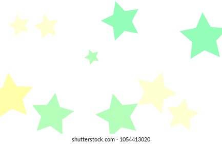 Many Stylish, Modern and Nice Looking Light Yellow, Blue and Green Stars of Different size on White Background