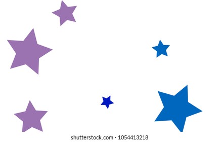 Many Stylish, Modern and Nice Looking Violet and Blue Stars of Different size on White Background