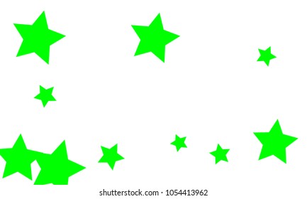 Many Stylish, Modern and Nice Looking Green Stars of Different size on White Background
