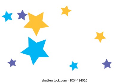 Many Stylish, Modern and Nice Looking Yellow and Blue Stars of Different size on White Background