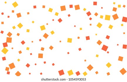 Many Stylish, Modern and Nice Looking Red, Orange and Yellow Confetti of Different Size on White Background