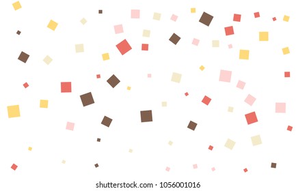 Many Stylish, Modern and Nice Looking Brown, Pink, Red and Yellow Confetti of Different Size on White Background