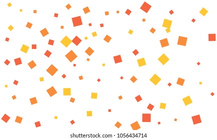 Many Stylish, Modern and Nice Looking Red, Orange and Yellow Confetti of Different Size on White Background