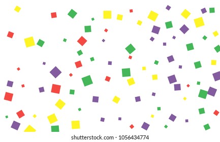 Many Stylish, Modern and Nice Looking Green, Red and Yellow Confetti of Different Size on White Background