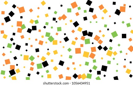 Many Stylish, Modern and Nice Looking Black, Orange, Yellow and Green Confetti of Different Size on White Background