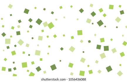 Many Stylish, Modern and Nice Looking Green Confetti of Different Size on White Background