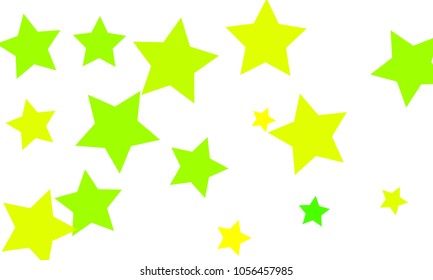 Many Stylish, Modern and Nice Looking Yellow and Green Stars of Different size on White Background