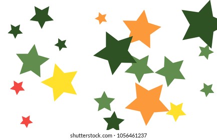 Many Stylish, Modern and Nice Looking Yellow and Green, Pink, Orange and Yellow Stars of Different size on White Background