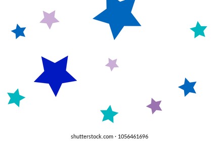 Many Stylish, Modern and Nice Looking Violet and Blue Stars of Different size on White Background