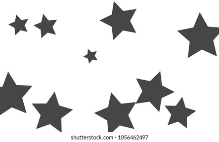 Many Stylish, Modern and Nice Looking Grey Stars of Different size on White Background