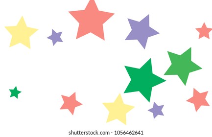 Many Stylish, Modern and Nice Looking Green, Violet, Pink and Orang Stars of Different size on White Background