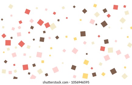 Many Stylish, Modern and Nice Looking Brown, Pink, Red and Yellow Confetti of Different Size on White Background