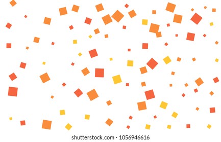 Many Stylish, Modern and Nice Looking Red, Orange and Yellow Confetti of Different Size on White Background