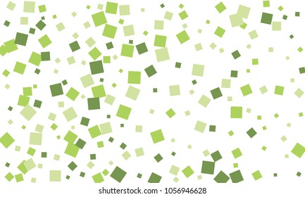 Many Stylish, Modern and Nice Looking Green Confetti of Different Size on White Background