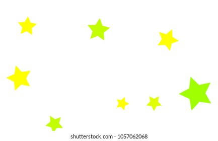 Many Stylish, Modern and Nice Looking Yellow and Green Stars of Different size on White Background