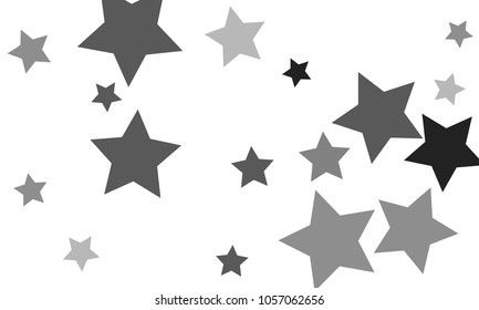 Many Stylish, Modern and Nice Looking Grey Stars of Different Size and Opacity on White Background