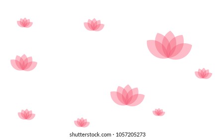 Many Stylish, Modern and Nice Looking Pink Lotuses on White Background