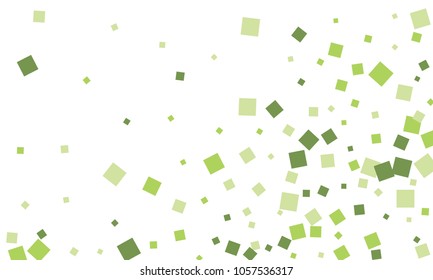 Many Stylish, Modern and Nice Looking Green Confetti of Different Size on White Background