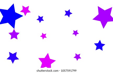 Many Stylish, Modern and Nice Looking Blue and Violet Stars of Different size on White Background