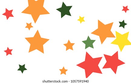 Many Stylish, Modern and Nice Looking Yellow and Green, Pink, Orange and Yellow Stars of Different size on White Background