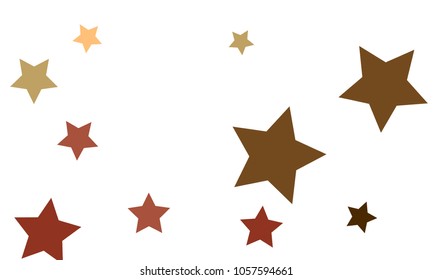 Many Stylish, Modern and Nice Looking Orange, Green and Dark Red Stars of Different size on White Background
