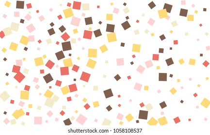 Many Stylish, Modern and Nice Looking Brown, Pink, Red and Yellow Confetti of Different Size on White Background