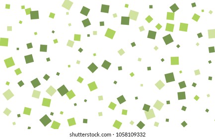 Many Stylish, Modern and Nice Looking Green Confetti of Different Size on White Background