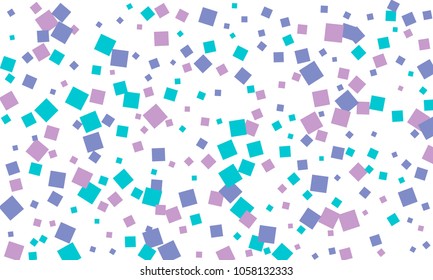 Many Stylish, Modern and Nice Looking Blue and Violet Confetti of Different Size on White Background