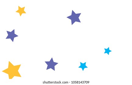 Many Stylish, Modern and Nice Looking Yellow and Blue Stars of Different size on White Background