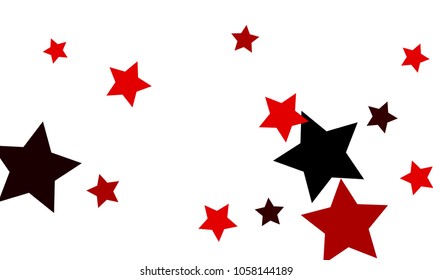 Many Stylish, Modern and Nice Looking Black and Red Stars of Different size on White Background