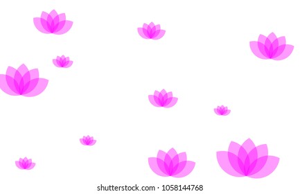 Many Stylish, Modern and Nice Looking Pink Lotuses on White Background