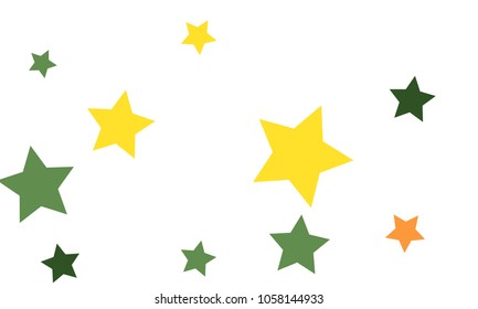 Many Stylish, Modern and Nice Looking Yellow and Green, Pink, Orange and Yellow Stars of Different size on White Background
