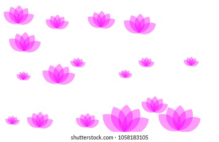 Many Stylish, Modern and Nice Looking Pink Lotuses on White Background