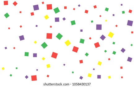 Many Stylish, Modern and Nice Looking Green, Red and Yellow Confetti of Different Size on White Background