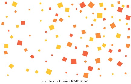 Many Stylish, Modern and Nice Looking Red, Orange and Yellow Confetti of Different Size on White Background
