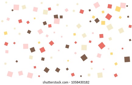Many Stylish, Modern and Nice Looking Brown, Pink, Red and Yellow Confetti of Different Size on White Background