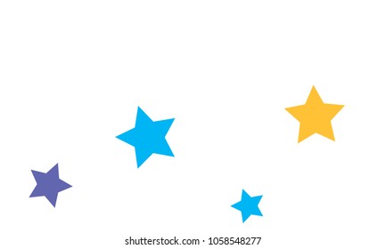 Many Stylish, Modern and Nice Looking Yellow and Blue Stars of Different size on White Background