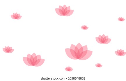 Many Stylish, Modern and Nice Looking Pink Lotuses on White Background