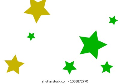 Many Stylish, Modern and Nice Looking Yellow and Green Stars of Different size on White Background