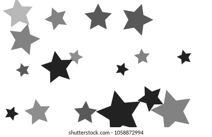 Many Stylish, Modern and Nice Looking Grey Stars of Different Size and Opacity on White Background
