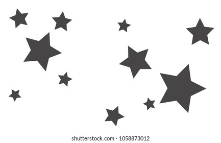 Many Stylish, Modern and Nice Looking Grey Stars of Different size on White Background