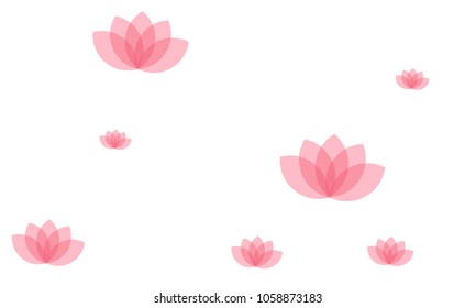 Many Stylish, Modern and Nice Looking Pink Lotuses on White Background