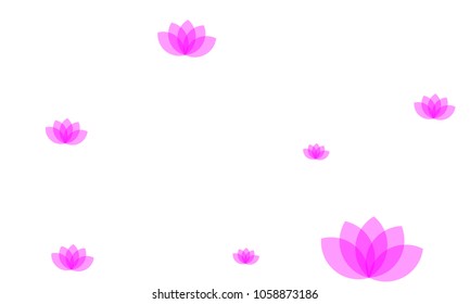 Many Stylish, Modern and Nice Looking Pink Lotuses on White Background