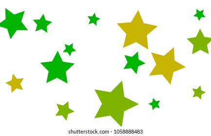 Many Stylish, Modern and Nice Looking Yellow and Green Stars of Different size on White Background