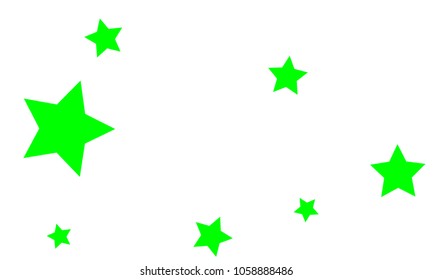Many Stylish, Modern and Nice Looking Green Stars of Different size on White Background