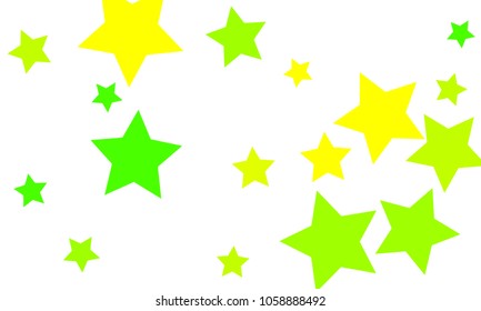 Many Stylish, Modern and Nice Looking Yellow and Green Stars of Different size on White Background