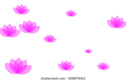 Many Stylish, Modern and Nice Looking Pink Lotuses on White Background