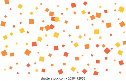 Many Stylish, Modern and Nice Looking Red, Orange and Yellow Confetti of Different Size on White Background